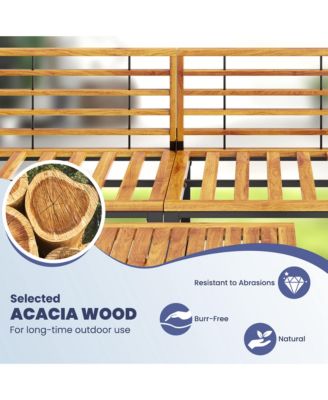 5 Piece Patio Chair Set, Acacia Wood Chair Set with Ottoman & Coffee Table