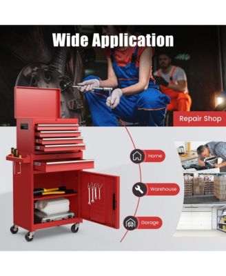 5-Drawer Rolling Tool Chest Cabinet Metal Tool Storage Box Lockable with Wheels