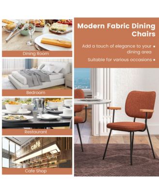 Set of 2 Modern Linen Fabric Dining Chairs Padded Kitchen Accent Armchair