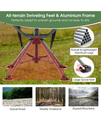 360 Degree Silent Swivel Hunting Chair w/ All-terrain Feet Pads Support 400 LBS