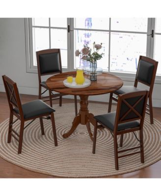 4-Person Dining Table Wooden Kitchen Table with Solid Rubber Wood Frame for Kitchen