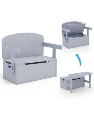 3-in-1 Kids Convertible Storage Bench Wood Activity Table and Chair Set