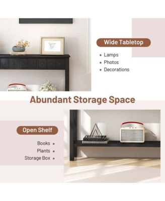 60'' Console Table Retro Entryway Sofa Table with 4 Drawers & Open Shelf