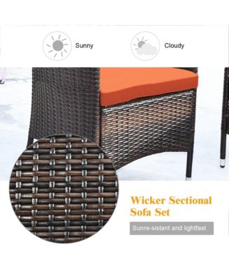 4 Piece Rattan Patio Furniture Set with Cushions