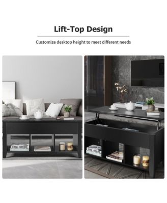 Lift Top Coffee Table w/ Storage Compartment Shelf Living Room Furniture