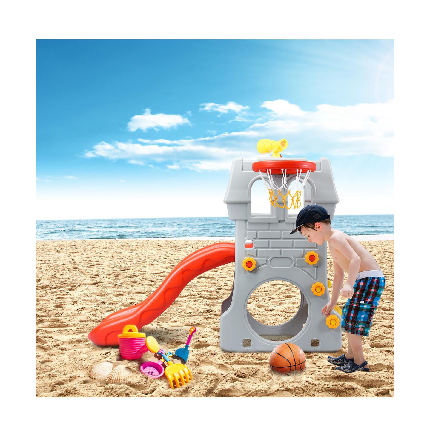 Детские игрушки Costway Children Climber Slide Set w/ Basketball Hoop and Telescope Toy — фото 6