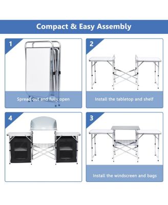 Folding Portable Aluminum Camping Grill Table