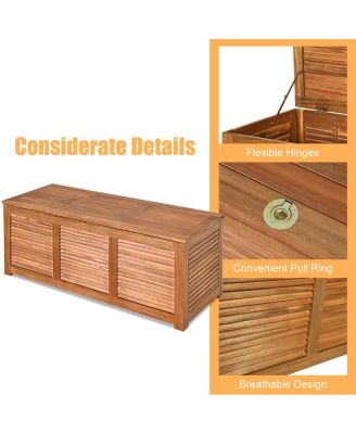 46 Gallon Deck Storage Acacia Wood Organization Toys Cushions Tools