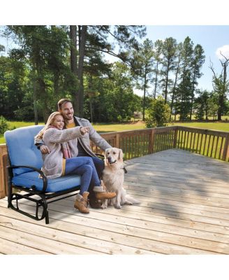 Glider Outdoor Patio Rocking Bench Loveseat Cushioned Seat Steel Frame