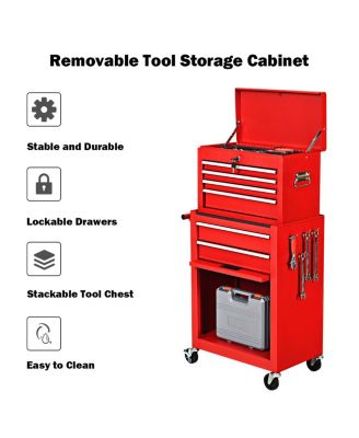 2 in 1 Rolling Cabinet Storage Chest Box Organizer