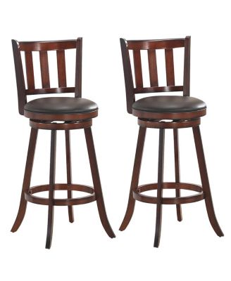 Set of 2 29.5'' Swivel Bar stool Leather Padded Dining Pub