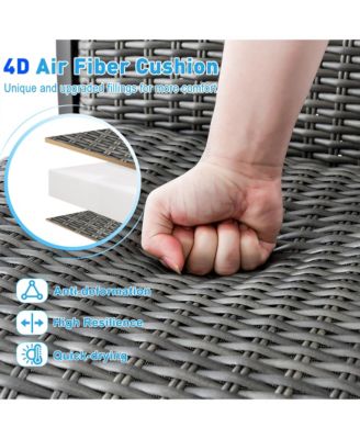 3PCS Patio Rattan Bar Table Stools Set Aluminum 360° Swivel Chairs with Padded Seat