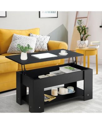 Lift Top Coffee Table Modern Accent Table w/Hidden Storage Compartment & Shelf
