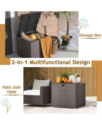 72 Gallon Patio Rattan Wicker Storage Deck Box Container with Liner Garden