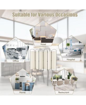 6 Panels Folding Privacy Screen 6 Ft Tall Fabric Privacy Screen for Home