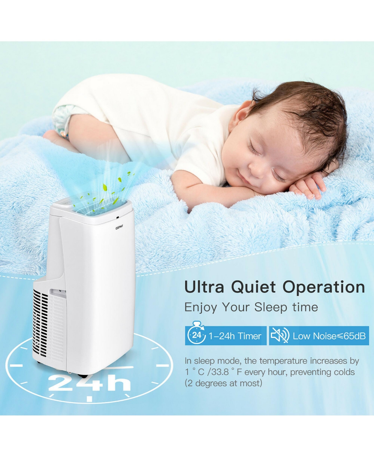 Costway 9000BTU Portable Air Conditioner 3-in-1 Air Cooler Fan Dehumidifier w/ Remote