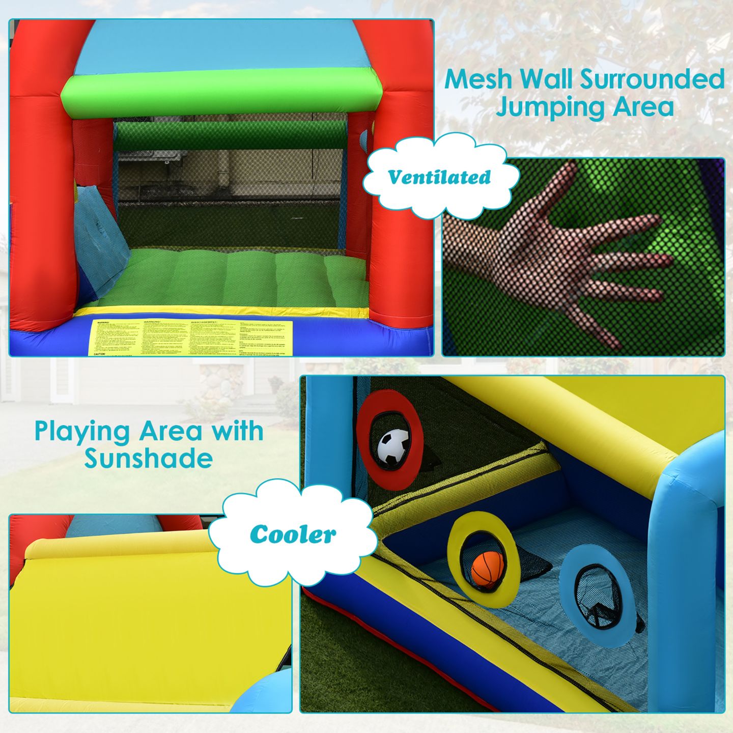 Детские игрушки Costway Inflatable Bounce House Kids Bouncy Jumping Castle w/ Dual Slides & 480W Blower — фото 6