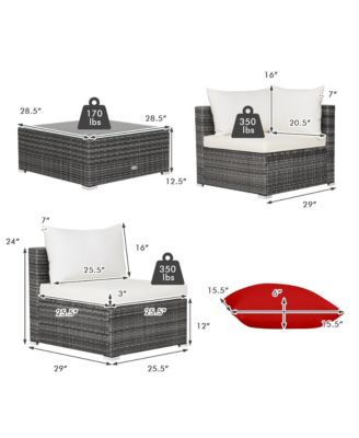 7PCS Patio Rattan Furniture Set Sectional Sofa Cushioned Garden