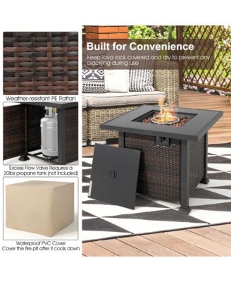 32'' Propane Fire Pit Table 50,000 BTU Square Firepit Heater