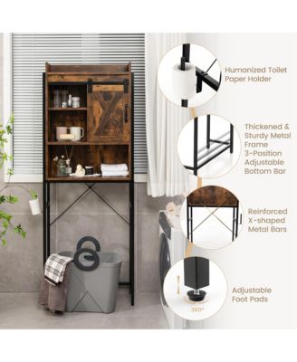 Over-The-Toilet Storage Cabinet Bathroom Organizer w/ Sliding Barn Door