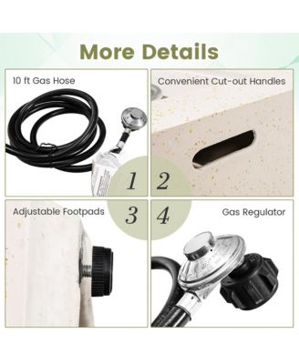 28'' Terrazzo Fire Pit Table 40,000 BTU Square Propane Gas Fire Pit