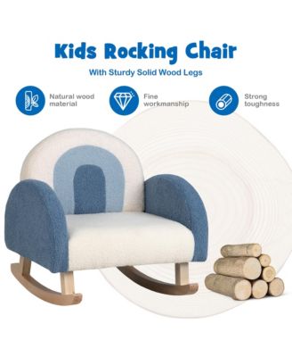 Kids Rocking Chair Children Armchair Velvet Upholstered Sofa w/ Solid Wood Legs