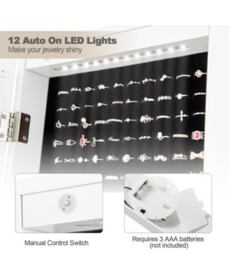 LED Jewelry Cabinet Armoire with Bevel Edge Mirror Organizer Mirrored Standing