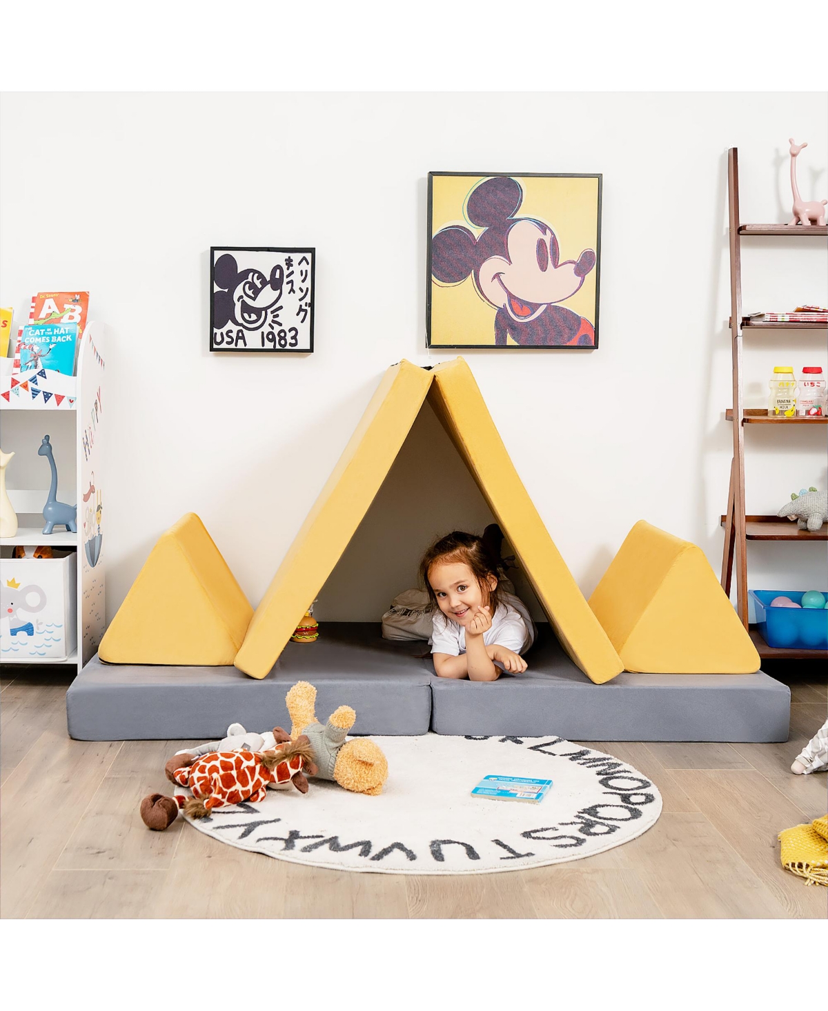 Costway 4-Piece Convertible Kids Couch or 2 Chairs Toddler