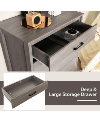 Modern 5 Drawer Chest Storage Dresser Cabinet with Metal Handles