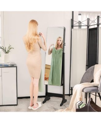 Jewelry Cabinet Armoire Full Length Frameless Mirror Lockable with Lights