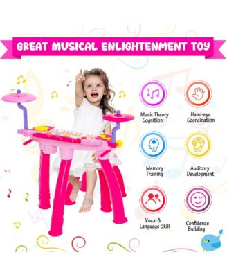 24 Key DJ Piano Keyboard Drum Toy Music Instrument w/MP3 Microphone Cymbal