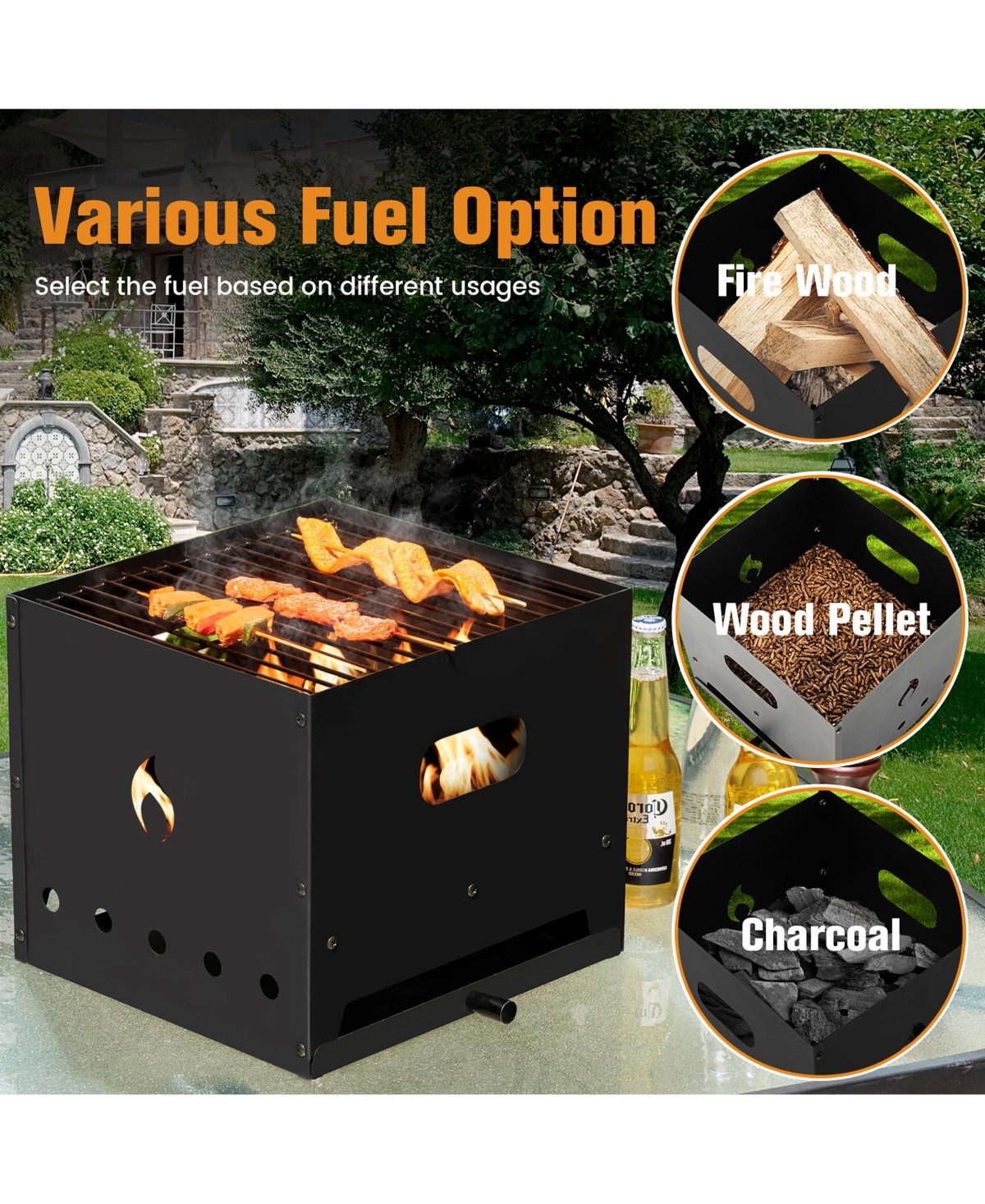 Costway 4-in-1 Multipurpose Outdoor Pizza Oven Wood Fired 2-Layer Detachable Oven