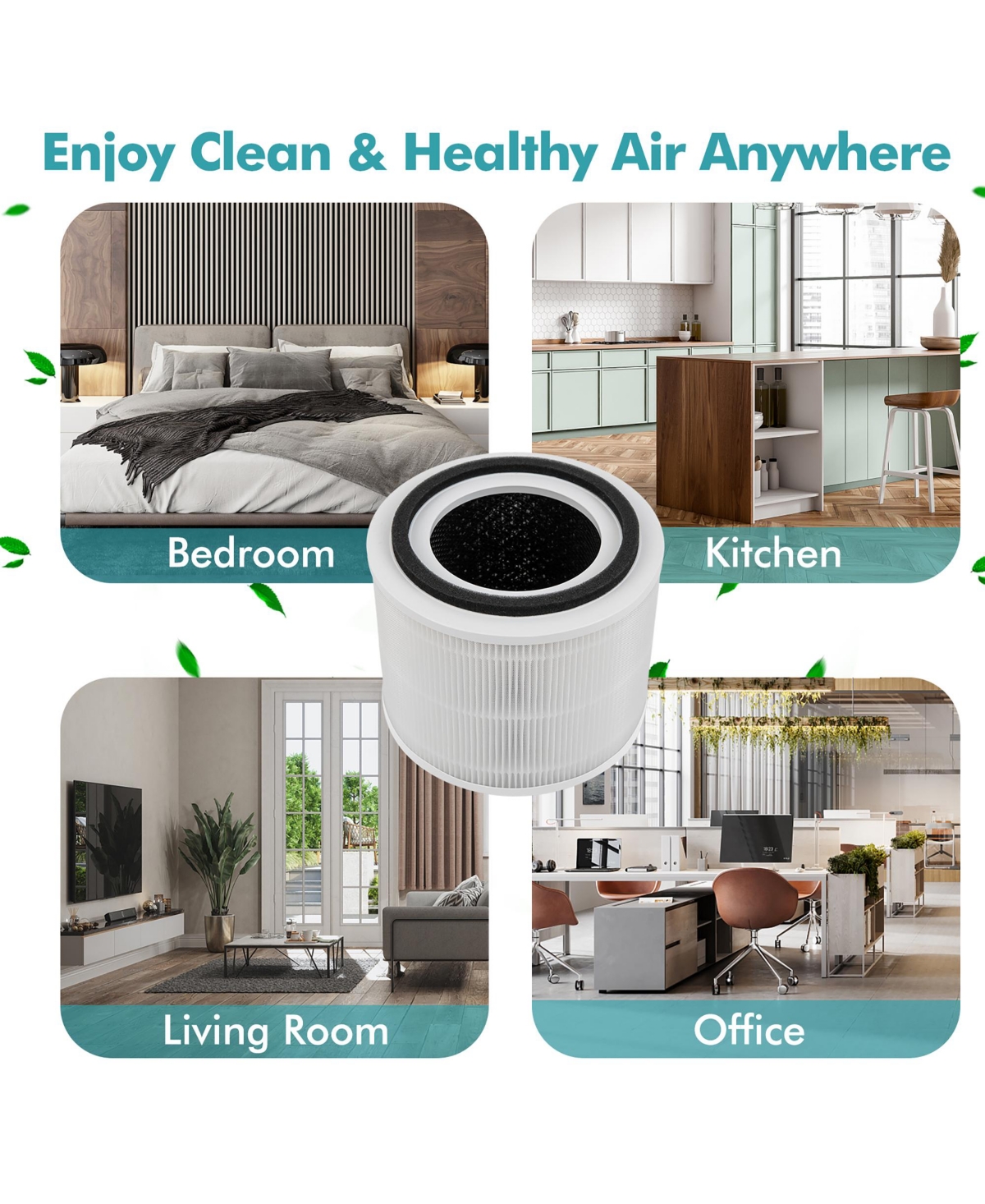 Costway Air Purifier Replacement Filter 3-in-1 H13 True Hepa for Dust Smoke Home Office