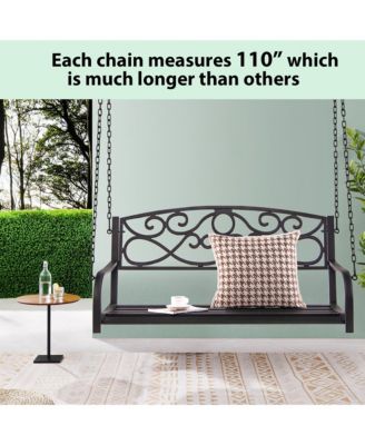 Outdoor 2-Person Metal Porch Swing Hanging Patio Bench 485 Lbs Capacity