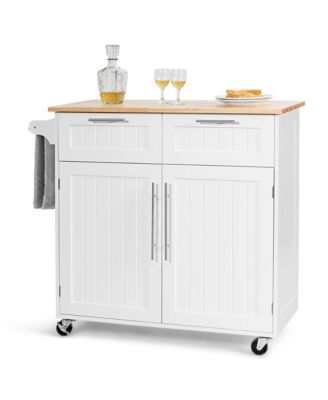 Rolling Kitchen Cart Island Heavy Duty Storage Trolley Cabinet