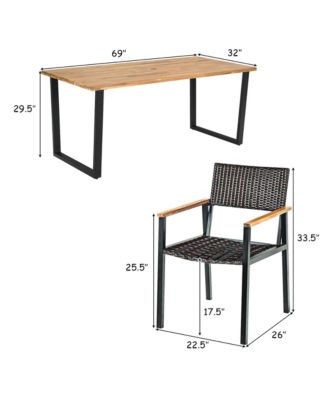 Patented 7PCS Patio Garden Dining Set Outdoor Dining Furniture Set w/ Umbrella Hole