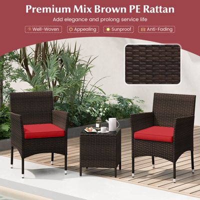 3 PCS PE Rattan Wicker Furniture Sets