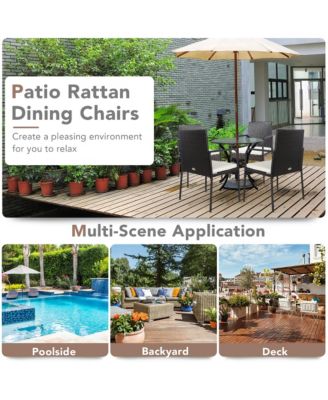 4 PCS Outdoor Patio Rattan Dining Chairs Cushioned Sofa