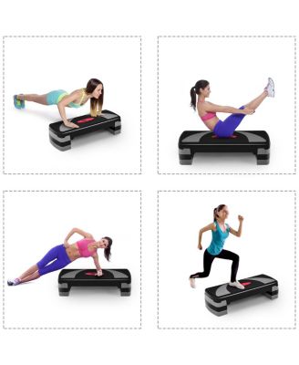 32'' Fitness Aerobic Step Adjust 4" - 6" - 8" Exercise Stepper