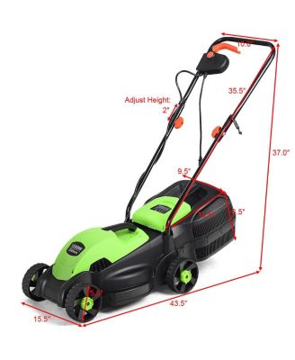 12 Amp 14-Inch Electric Push Lawn Corded Mower With Grass Bag
