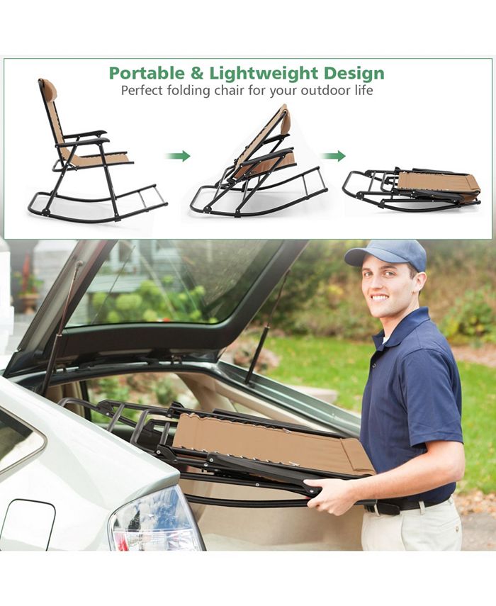 Costway Folding Zero Gravity Rocking Chair Rocker Porch Outdoor Patio