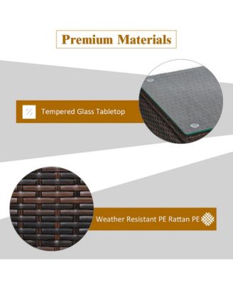 3 PCS Patio Rattan Furniture Set Coffee Table & 2 Rattan Chair