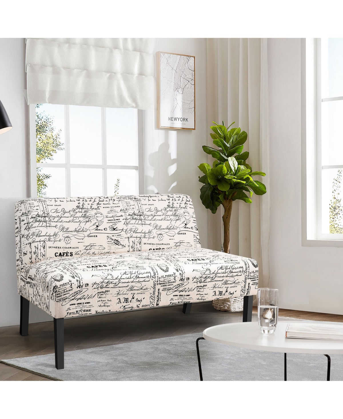 Costway Armless Loveseat Sofa Fabric Settee Bench Bed Chair