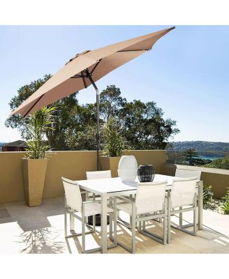 9FT Patio Umbrella Patio Market Steel Tilt W/ Crank Outdoor Yard Garden