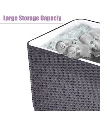 Outdoor Rattan 80QT Party Portable Rolling Cooler Cart Ice Beer