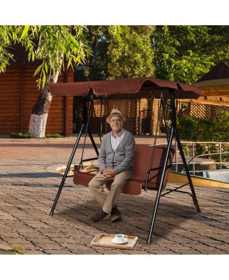 Loveseat Patio Canopy Swing Glider Hammock Cushioned Steel Frame Outdoor