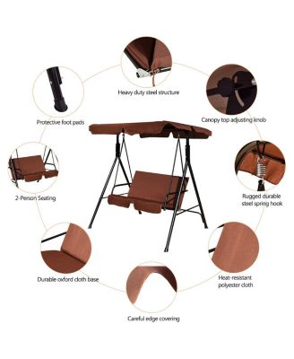 Loveseat Patio Canopy Swing Glider Hammock Cushioned Steel Frame Outdoor