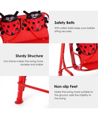 Kids Patio Swing Chair Children Porch Bench Canopy 2 Person Yard Furniture