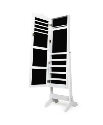 Mirrored Jewelry Cabinet Organizer Storage Box White