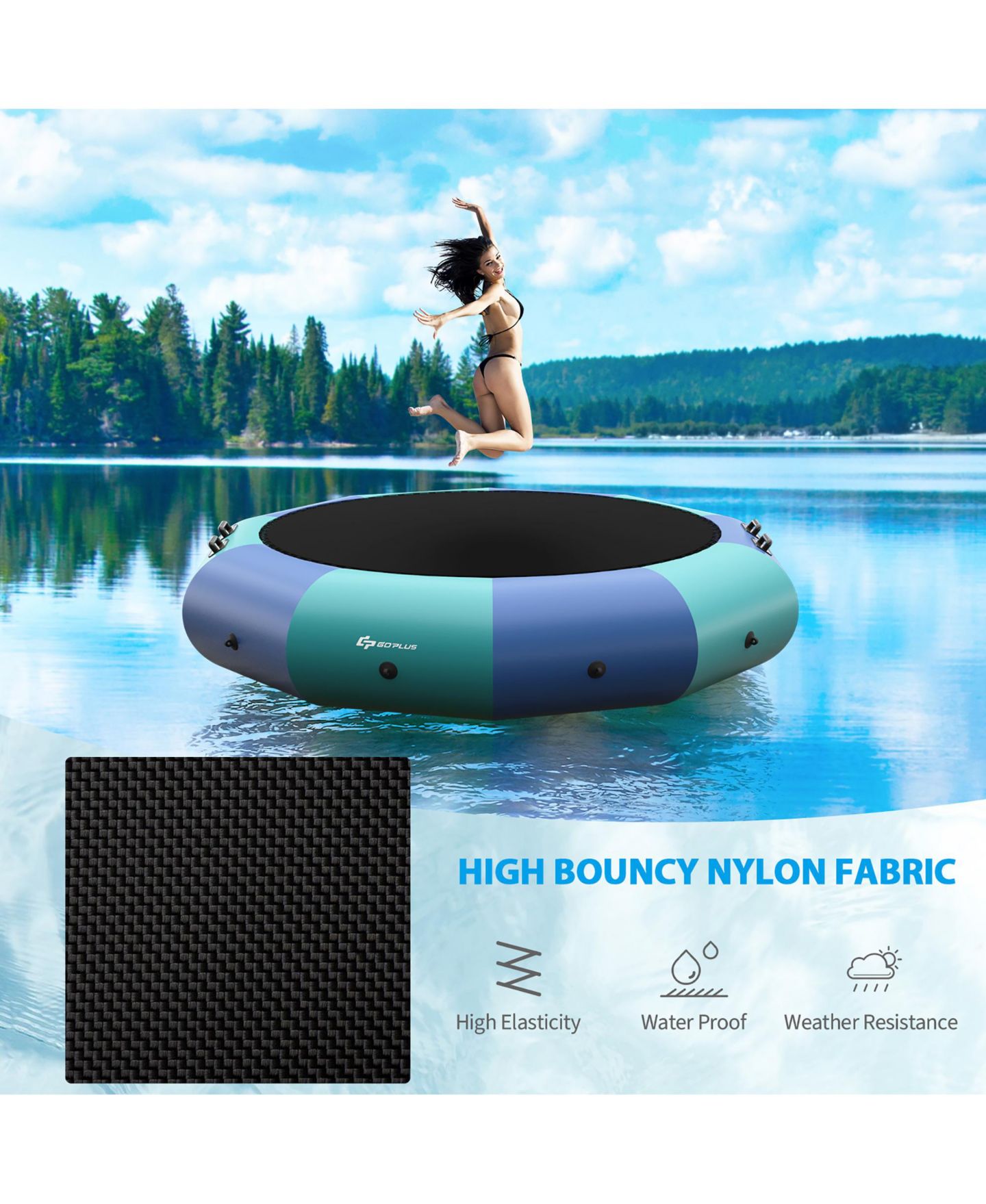 Детская игрушка Costway 10FT Inflatable Water Bouncer Splash Padded Water Trampoline, цвет: Синий — фото 9